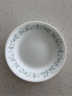 Corelle 3pcs White Ceramic 6.75 small plate with Green and Light Blue Flowers